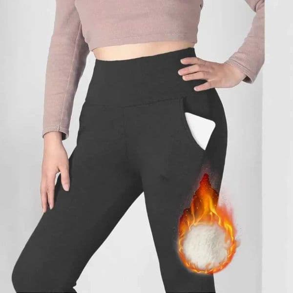 Women High Waisted Warm Leggings with Pockets Thermal Winter Tights Tummy Control Butt Liftting Leggings Fashion Casual Leggings L260423