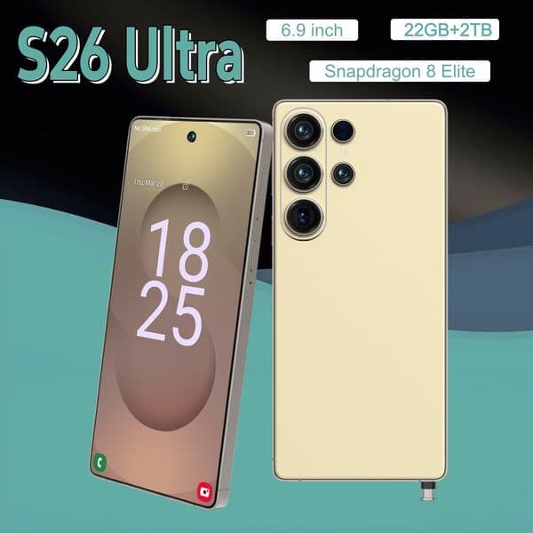 Newest S26 Ultra Global version original 5G smartphone Snapdragon 8 Elite 12core 6.9-inch HD+ screen Resolution:1440*3040 pixels System:Android 15.0 72MP+108MP 8000mAh