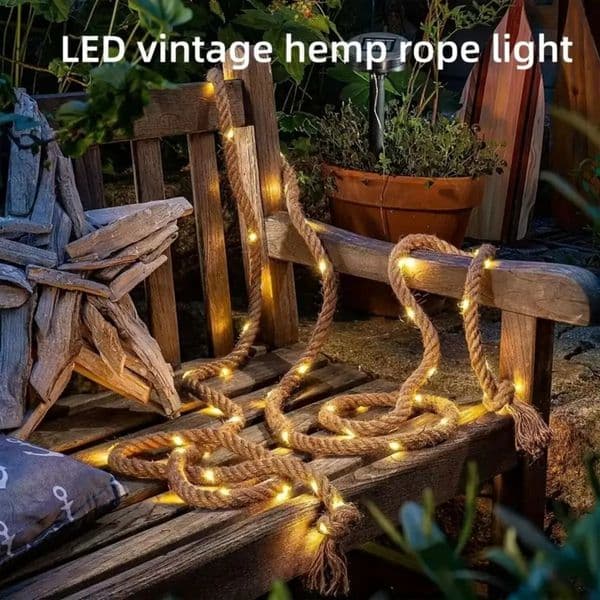 1pc50LED Solar Retro Hemp Rope Copper Wire Light With 8 Modes Outdoor Waterproof Camping String Park Fairy Atmosphere Lamp 260423