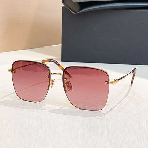 Luxury Womens Sunglasses Square Metal Thin Frame Nylon Lens Business Casual Style UV400