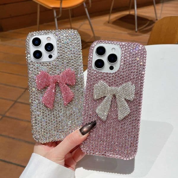 DIY Full diamond bow with luxurious small diamonds suitable for iPhone 17 15 13 14 16 11PROMAX 17 Air phone cases J260423