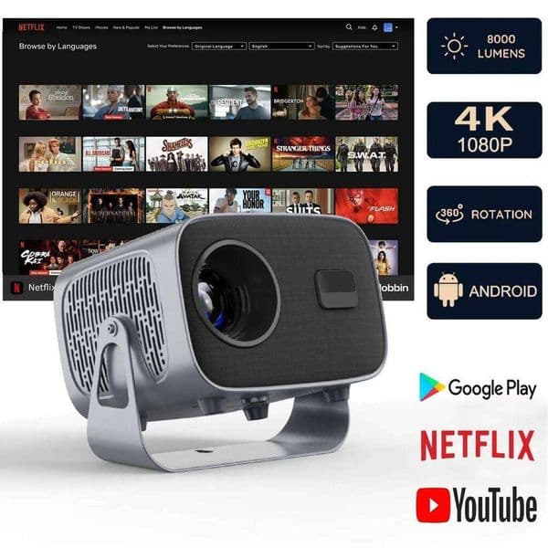 2026 World Cup Football Projector New A10 4K Android13 Projector SmartPhone Native Auto Focus Keystone BT5.2 WIFI6 Portable 360 Rot 26L0424