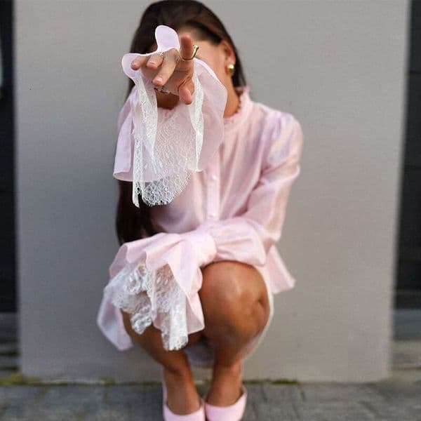 European And American Cross Border Women S Clothing Spring New Fashion Design Bell Sleeve Irregular Short Shirt Top Luxury