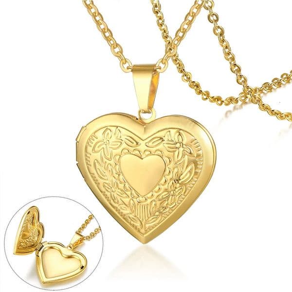 Trendy Stainless Steel Heart Locket Necklace for Women Girls Can Be Opened Reliquary Pendantwith Family BFF Collar Jewelry 260424