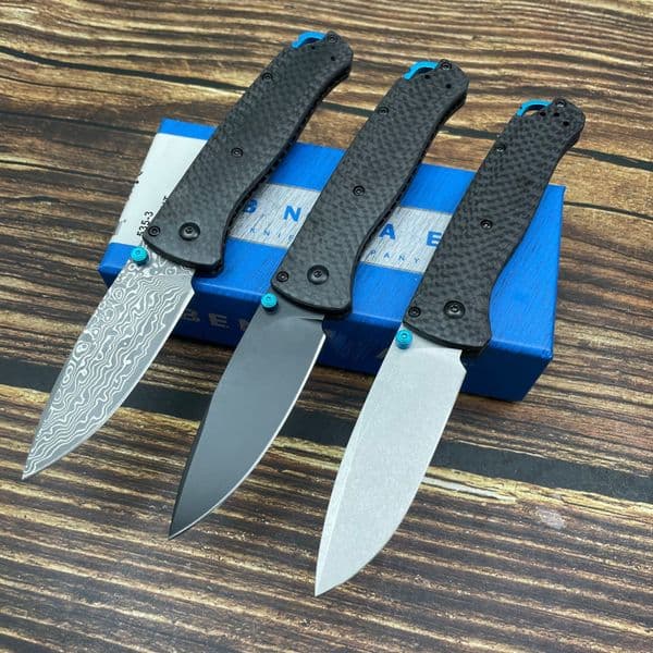 BM 535 Folding Knife Damascus steel Blade Carbon Fiber Handles Sharp Field Hunting Knife Survival Tactical Tool with Pocket Clip thumbnail 2