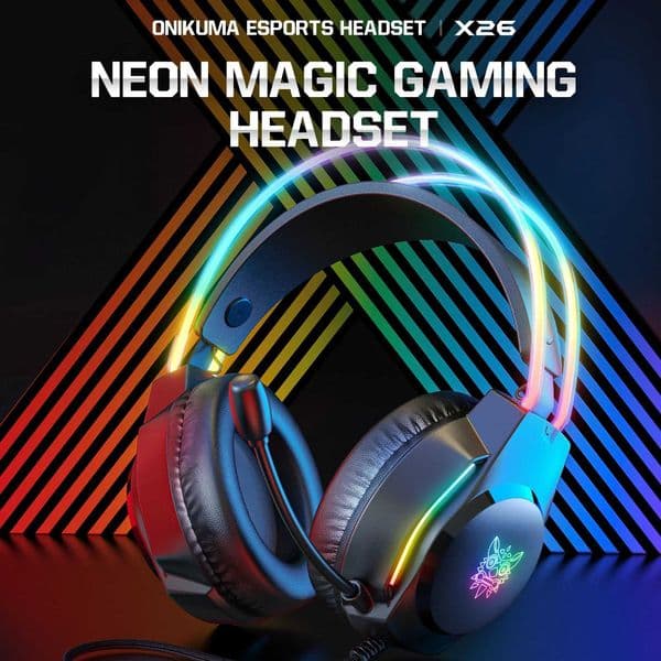 ONIKUMA X26 Wired Headphone with Headband RGB Light Flexible Mic Button Control Gaming Headset Gamer for Compute PC J260423