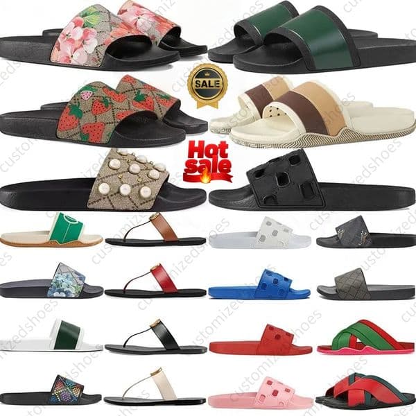 Slide Designer Slippers Sandals Men Designer Slides Red Bottom Slides With box Slides Designer Sandals Womens Mens Slippers flip flop Summer Fashion black white 45