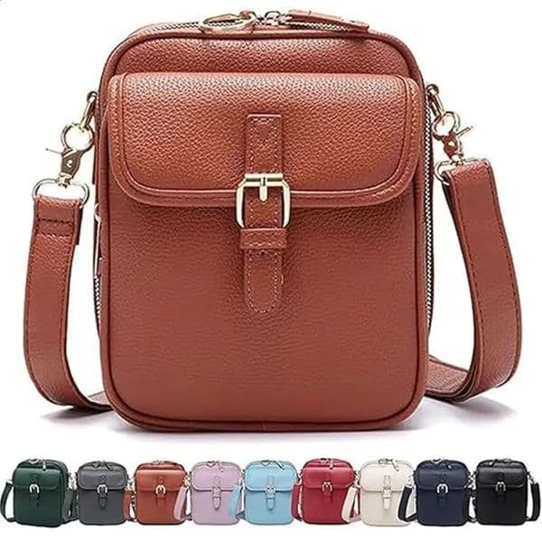 Leather Women Messenger Bag Large Capacity Antitheft Crossbody Vintage with Adjustable Removable Strap 260423