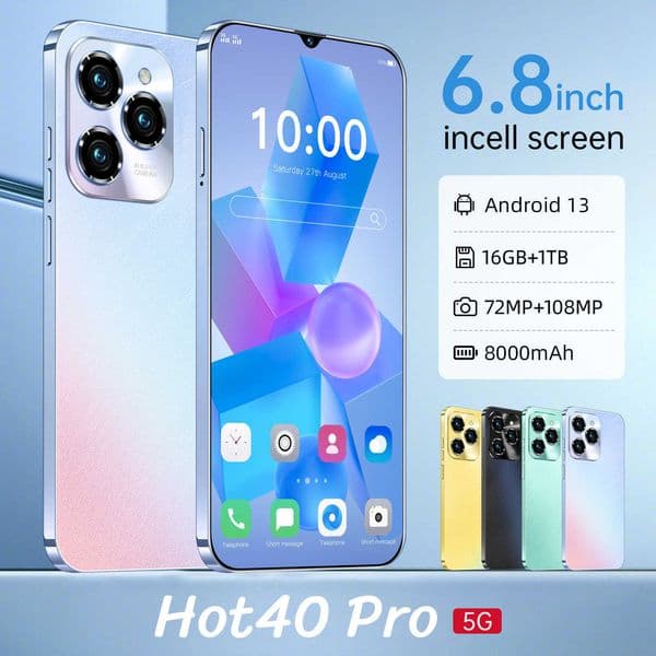 Hot40 Pro Android Phone 68incell Screen 116GB All-in-One R251206