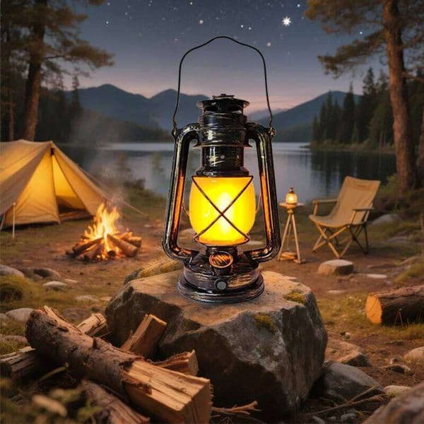 USB Rechargeable Retro LED Camping Hanging Tent Light Portable Horse Lantern Outdoor Kerosene 3 Modes Lighting