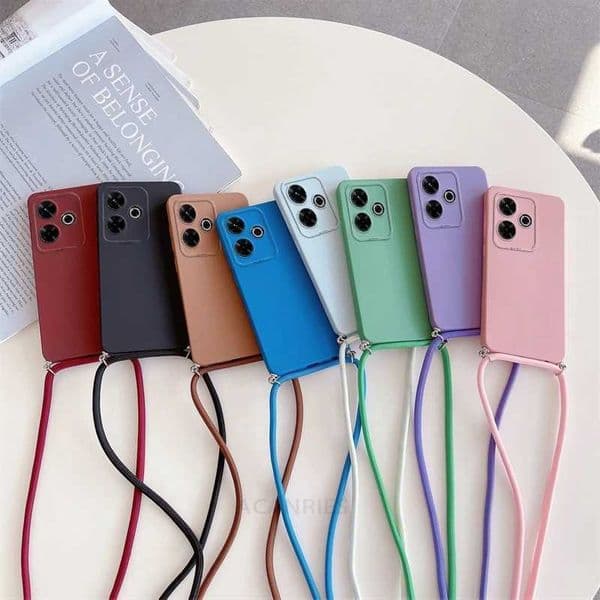 Redmi13 Crossbody Lanyard Silicone Case For Redmi 13 4g 5g Fashion Strap Cord Camera Protector Soft Back Cover Coque T260424