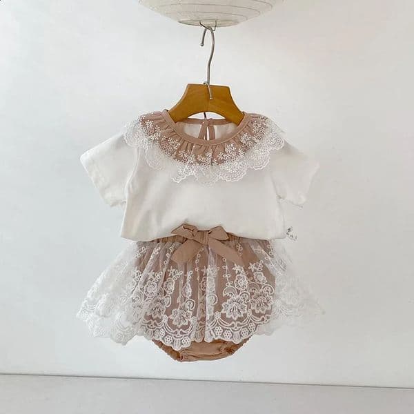 Summer 0-4Yrs Infant Baby Girl Clothes Suit Short Sleeved Cotton T-shirtPP Shorts born Baby Girls Clothing Set 260424