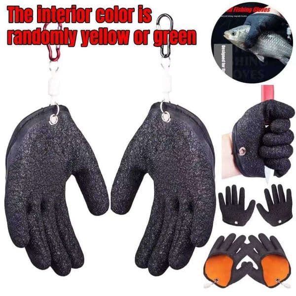 Fishing Anti-Slip Protect Hand from Puncture Scrapes Fisherman Catch Fish Latex Hunting Gloves Left/Right Random Color S260420