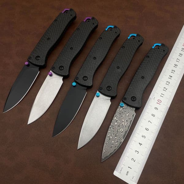 BM 533/535 Folding Knife Damascus Steel Blade Carbon Fiber Handles Sharp Field Hunting Knife Survival Tactical Tool with Pocket Clip thumbnail 2
