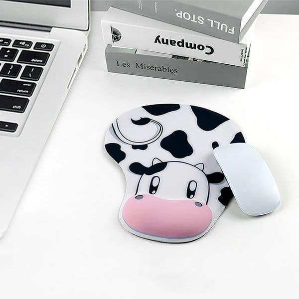 1PC Mouse Pad Cow Ergonomic Mouse Pad with Wrist Support Non-Slip Rubber Base Mouse Pad with Wrist Support for Computer 260410