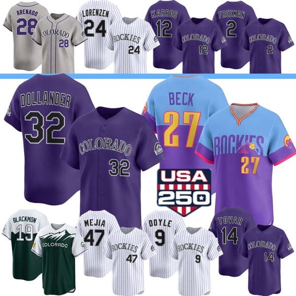 Rockies Baseball Jersey Chase Dollander Beck Ezequiel Tovar Brenton Doyle Willi Castro Tyler Freeman Helton Walker Karros Julien Goodman Sugano Mejia Women Youth