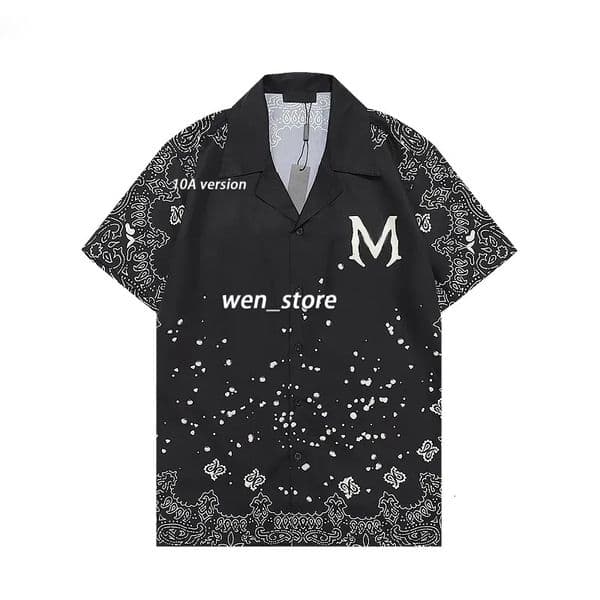 2026 Designer Amirimen Shirt Button Up Print Shirts Luxury Summer Fashion Quick Drying Shirt Splash-Ink Letter Print Design Couple Casual Beach Polo Clothes eaa