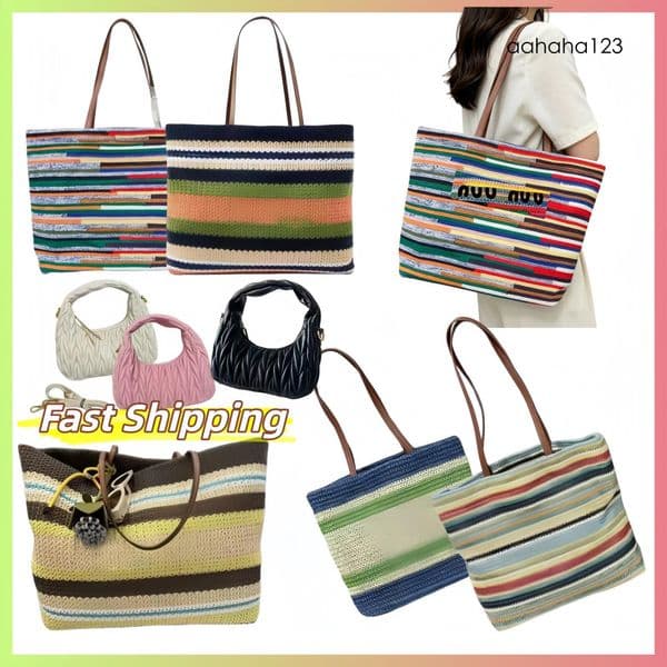 bag Summer Fashion Designer Rainbow Crochet Tote Crossbody luxury beach bag School Handbag Shoulder Beach Travel women beach bag bb