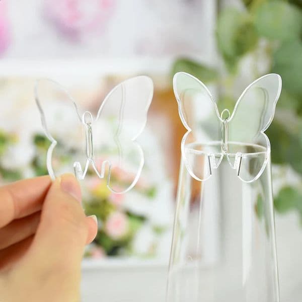 5/30Pcs Transparent Butterfly Wine Cards Decoration Acrylic Drink Tag Cocktail Glass Cup Card Wedding Birthday Party Decor 260424 B2
