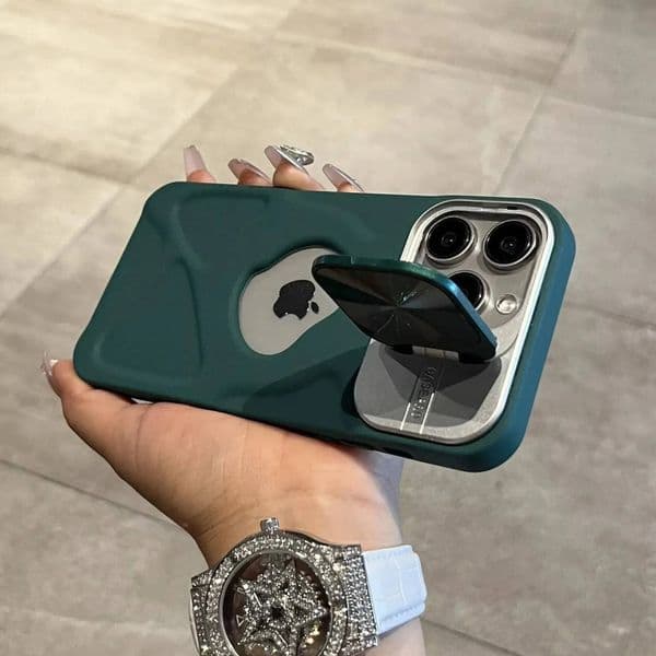 Fashion Logo Hole Magnetic Case for iPhone 17 11 12 13 14 15 16 Pro Max Plus Lens Protection Flip Bracket Magsafe Silicone Cover