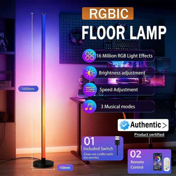 Remote Control LED Floor Lamp 16 Colors RGB Mood Light Bedroom Living Room Dining Decorative Lights