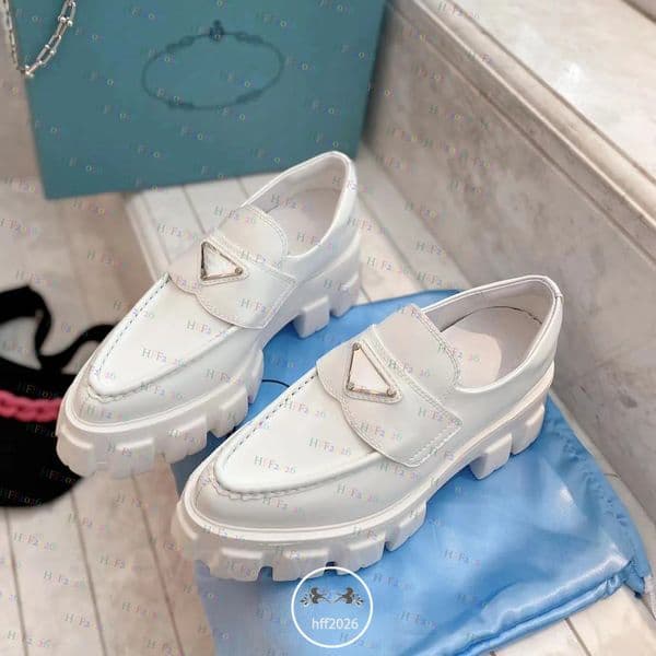 10A Triangle Casual Shoe Luxurys Women Monolith Leather platform Shoes loafer Designer low Sneaker girl Brushed Dress shoes walk Trainers patent leather b3