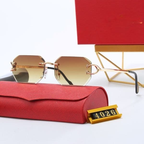 Mens Designer Glasses Woman Sunglasses for Mens Eyeglasses Frameless Rectangle Wrap Leopard Head Metal Screwdriver Sunglass Frames Eyewear With box