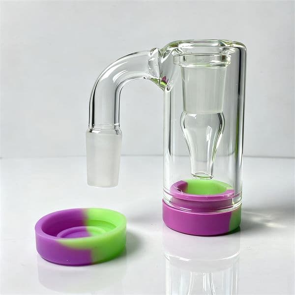 14mm Glass Ash Catcher Hookah Accessories With 10ML Colorful Silicone Container Reclaimer Male Female Ashcatcher For Water Bong Quartz Banger Wholesale
