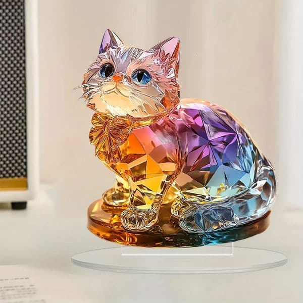 Luxury Designer Decor Cat Acrylic Desktop Decoration room - Colorful 2D Design For Living Room, Bedroom, Study Decoration Home 6