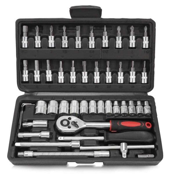 Universal Socket Wrench Diy 46pcs Tool Kit Ratchet Screwdriver for Car Repair Hardware Toolbox