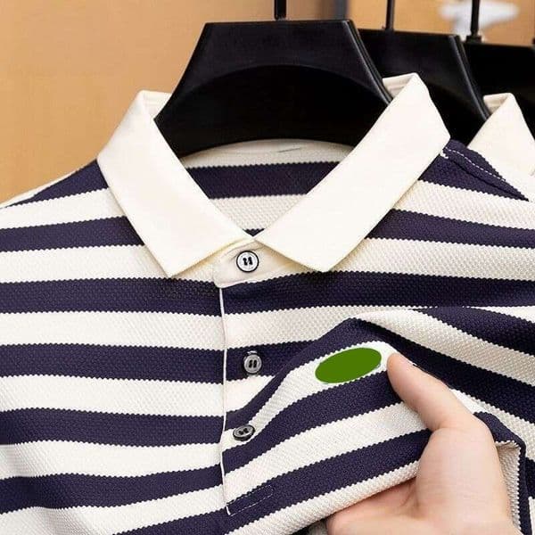 Noble Polo Shirt Men's Summer Short Sleeve Striped Turn-down Collar Designer hoodie T-shirt Breathable Korean Style Top Youthful