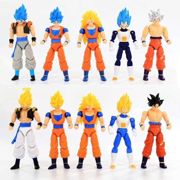 Anime Dragon Ball Vegeta Broly Son Goku Anime Action Figure Model Gifts Collectible Figurines for Kids 18cm 5 Pieces In A Set S260424