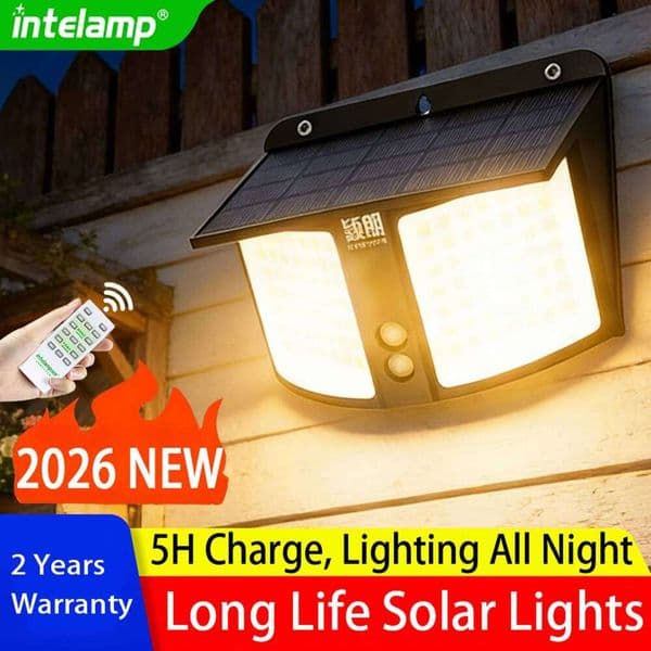 1200LM Flood Outdoor Solar Sunlight Radar Sensor Light Remote Control Waterproof Garden Street Wall Yard Lamp