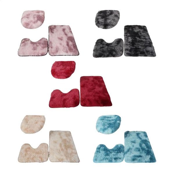 3x Bath Mats Set for Bathroom with Toilet Lid Cover Absorbent Suit Absorbent Three Piece Toilet Set for Shower Bathroom Floors 260424