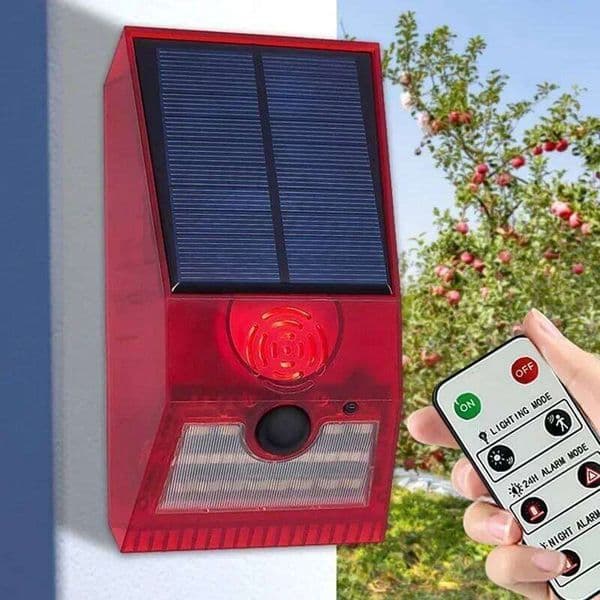 Solar Motion Sensor Detector Alarm Light with Remote Control Waterproof 129dB Siren Lamp For Home Garden Outdoor Yard Farm