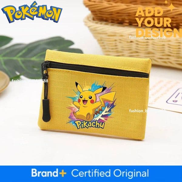 Pokemons Coin Purse Boys Girls Anime Cute Square Wallet Key Cards Holder Bag Accessories Portable Earphone Money Storage Pouch