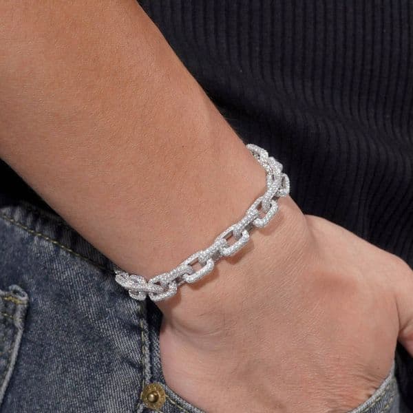 2026 new style Hip-hop Accessories Iced Square Chain 925 Silver Moissanite Cuban Chain Bracelet Necklace 15mm 12mm10mm Rollo
