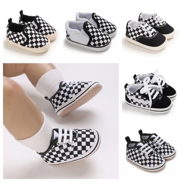 Baby Canvas Sneakers Antislip Soft Plaid Boy Girl Shoes borns First Walkers Infant Unisex Casual 260424