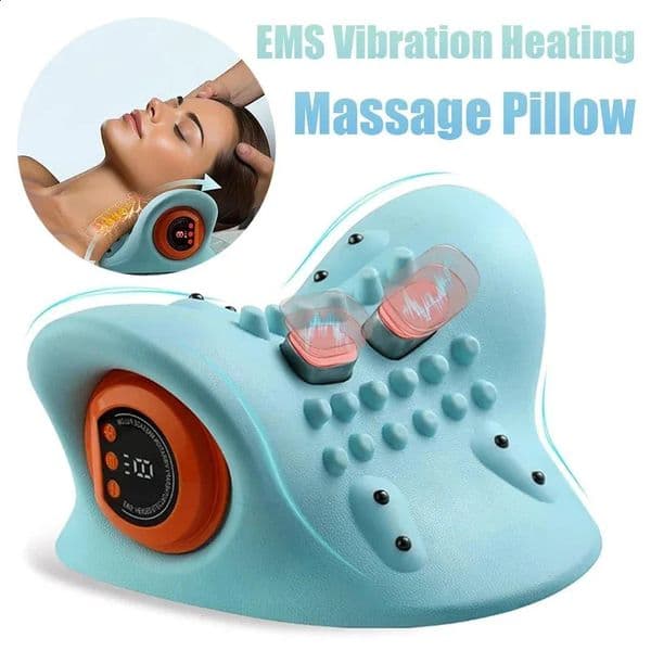 Electric Neck Cervical Traction Massager Vibration Kneading Massage Pillow Ergonomic Head Pillow Home Relax Tool 260424