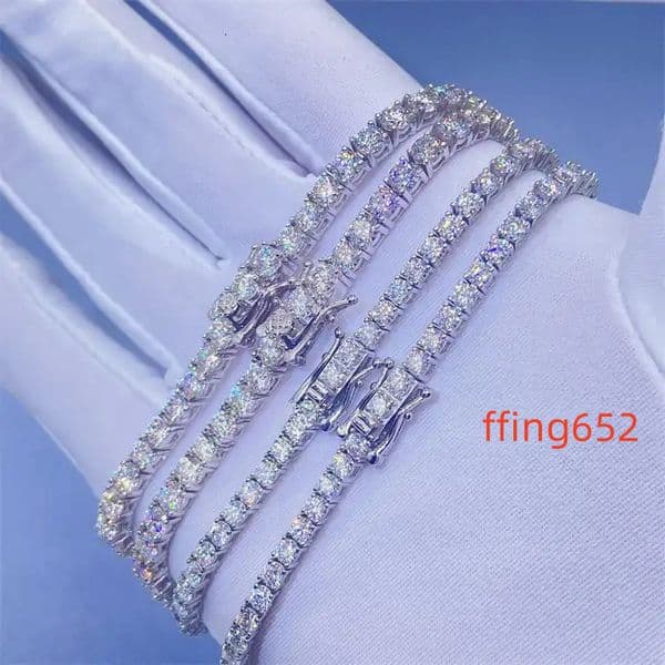 Bracelet Fashion Jewelry Bracelet 2mm 3mm 4mm 5mm Moissanite Tennis Chain Bracelets With 925 Silver for Man