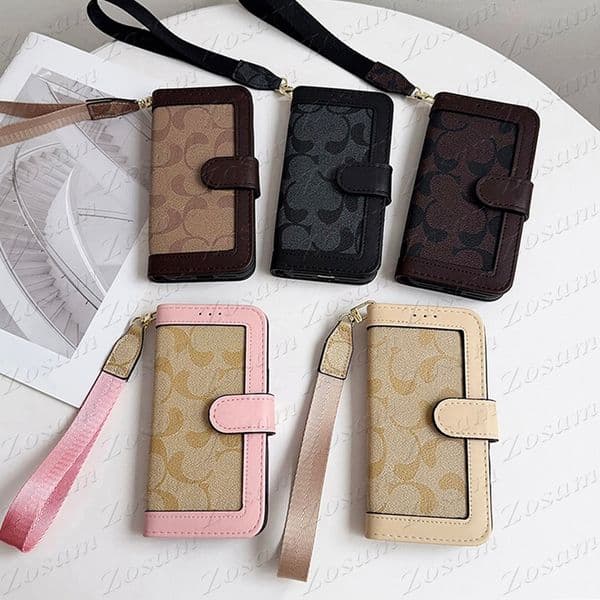Luxury Leather Wallet Phone Case For Iphone 17 Air 16 15 14 Plus 13 12 11 Pro Max Classic Purse Designer Letter Handy Cover Samsung S26 Galaxy S25 S24 S23 S22