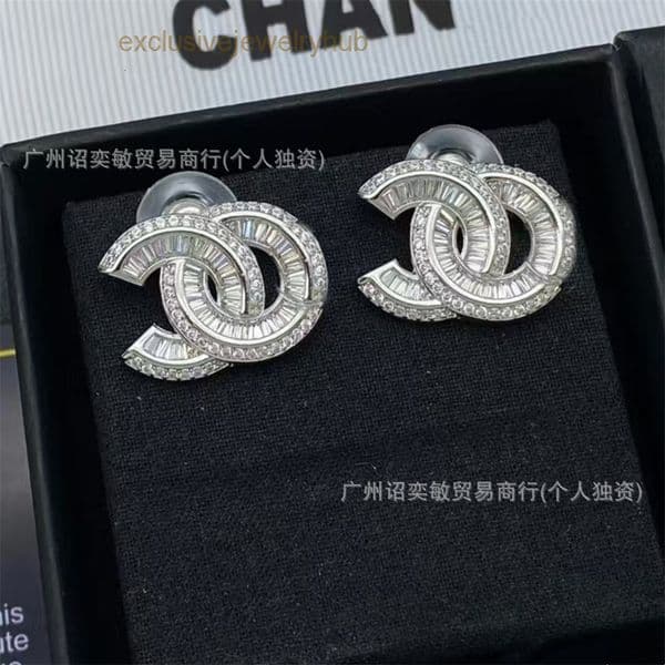 designer earrings for woman channels Square Diamond Inlaid Earrings for Women Fashionable and Elegant Earrings cc earrings
