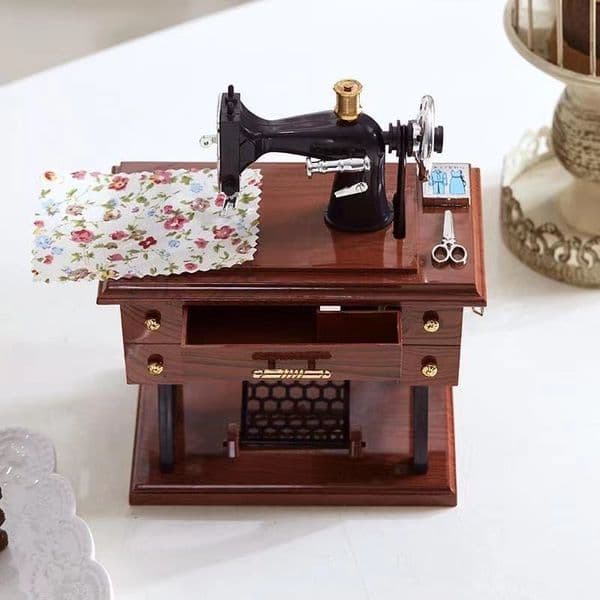 Free Shipping Sewing Machine Music Box Retro Simulation Small Sewing Machine Model Ornaments Creative Gifts 2026