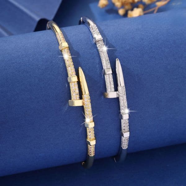 Bracelet For Women Snake Nail Connected Designer Copper Micro Inlaid Zircon Open European American High End Hand Jewelry