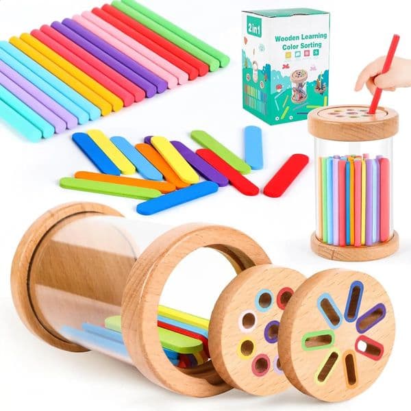Montessori Toys Wooden Color Sorting Toys Fine Motor Skills Sensory Matching Games Educational Kid Toys For 1-3 Year Old 3 Gift 260324