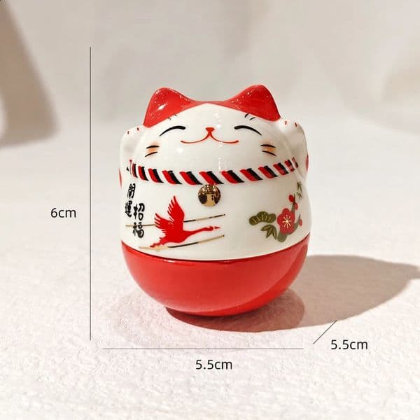 Japanese Lucky Cat Ceramic Maneki-neko Sculpture Bedroom Living Room Study Desk Decorative Ornament Birthday Year Gift 260424