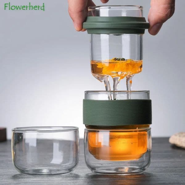 Luxury Designer Decor Tea Cups High Borosilicate Glass Travel Kung Fu room Set Teaware Quick Off Portable One Teapot And Pot Cup Decoration thumbnail 2