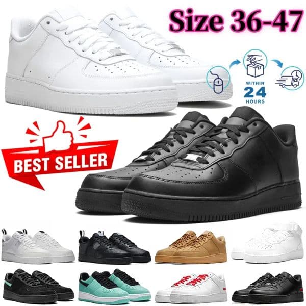 Trainers 1 ForC Sports Casual Shoes Men Women Low All White Pure Black Wheat Skateboard ONE Leather Original Jogging Shoe High Running Outdoor Designer