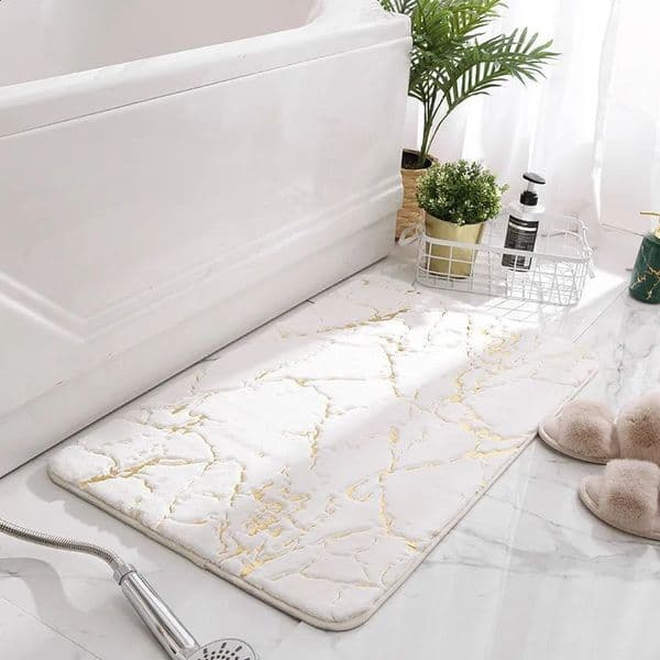 1pc Bath Mat Modern Living Room Mats Area Small Rug Washable Bedroom Bathroom Rectangle Non Slip Toilet Floor Faux Rabbit Mats 260424