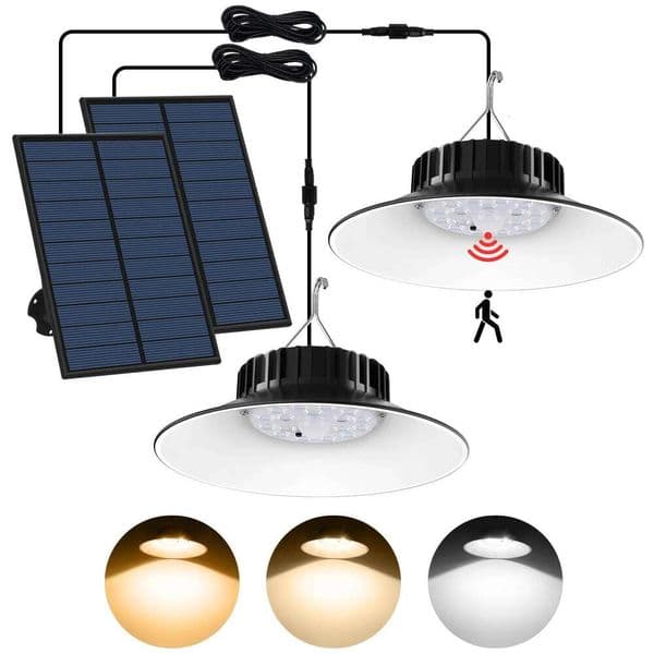 1/2 PCS Pendant Outdoor Light Motion Sensor Solar Lamp For Shed Garage Yard 3 Color Mode IP65 Waterproof